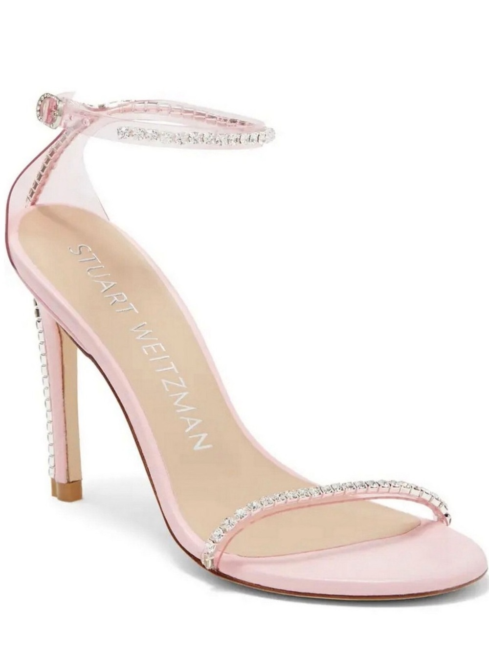 Stuart Weitzman Pink Crystal-Trim Ankle-Strap Sandal 8.5 B NIB